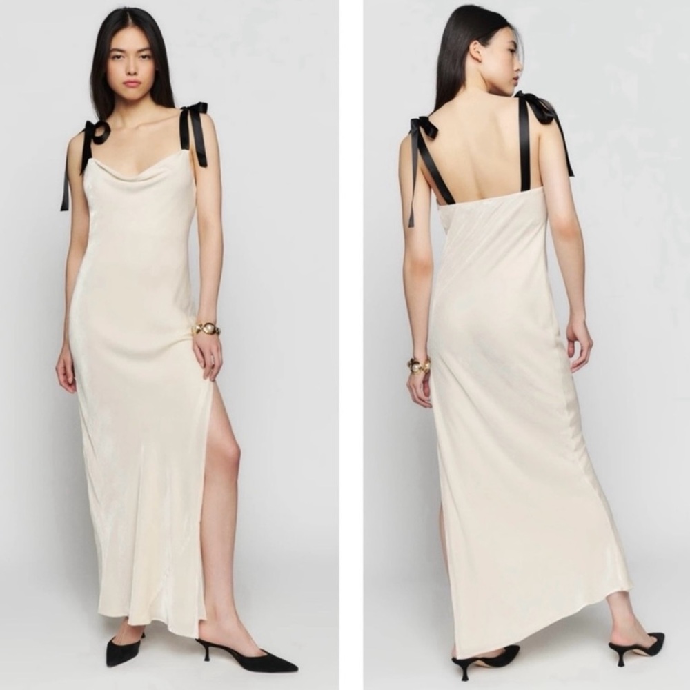 NWT Reformation NWT Nya velvet dress. Cruze S. Cream with black